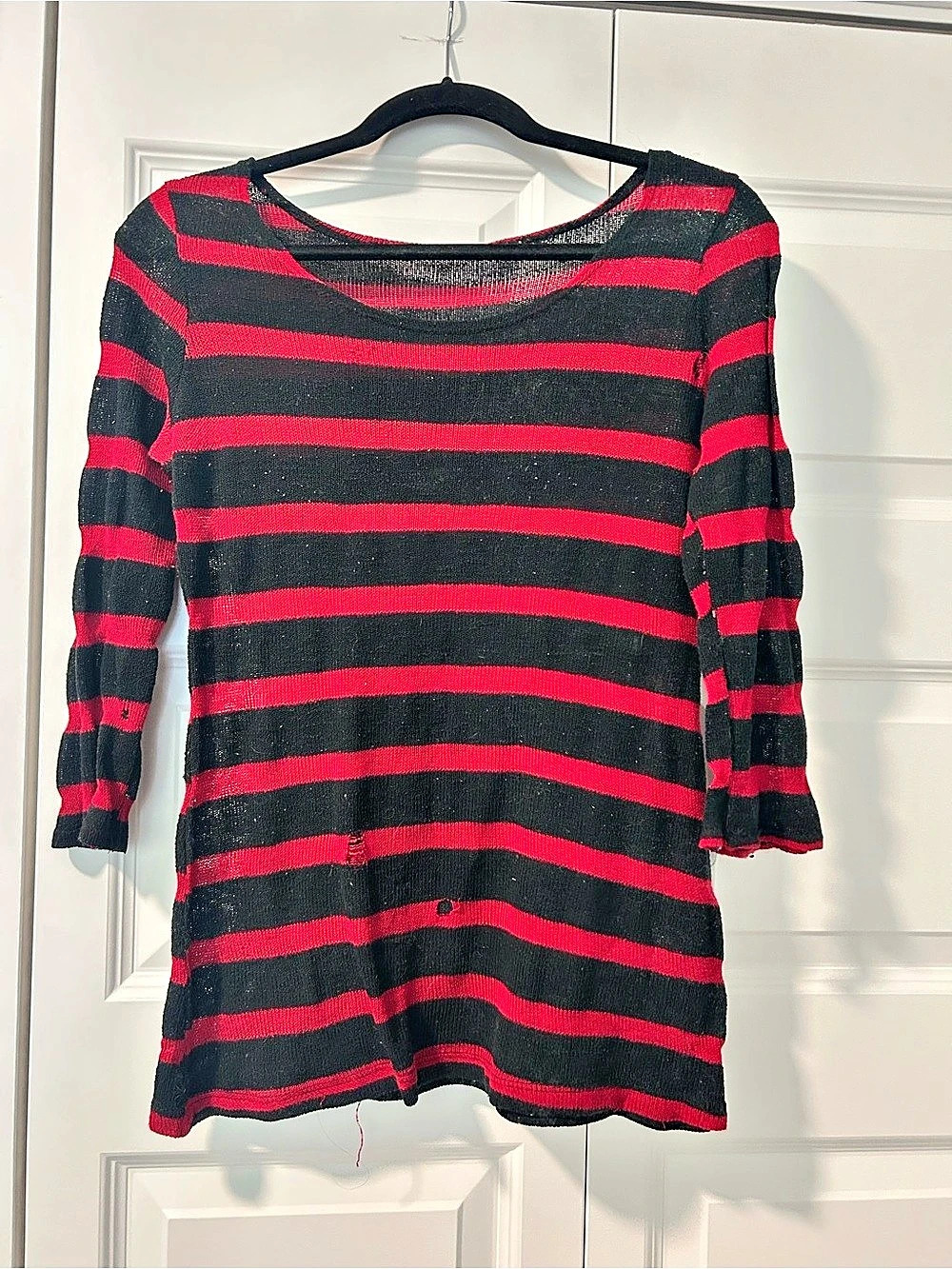 Chris and Carol Striped Long Sleeve Top in Black & Red